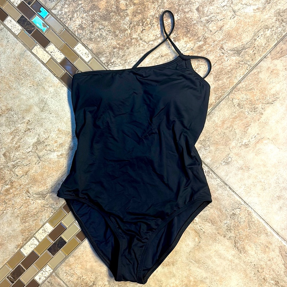La Blanca Black One Shoulder One Piece sz 10